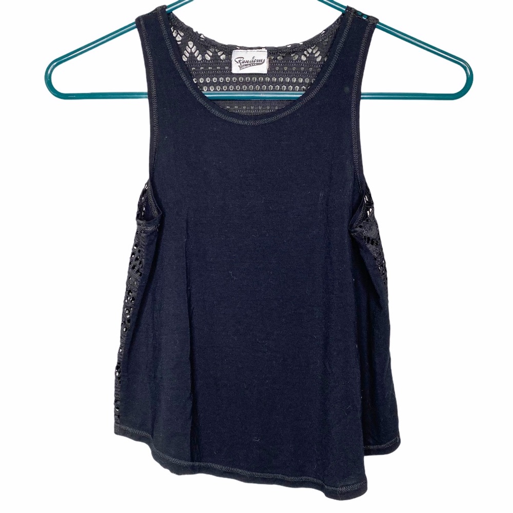 Random Hearts Black Tank Mesh Design Girls Medium